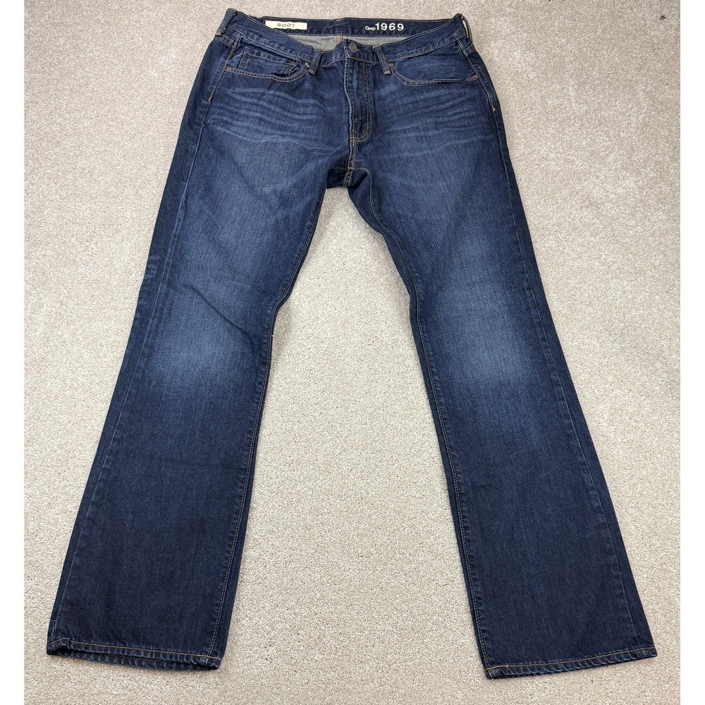 GAP 1969 Boot Rockaway Jeans Men's 34x34 (Fits 34x33) Blue Dark Wash NWOT